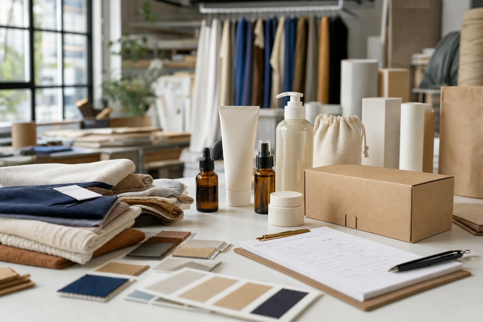 Collection premium de cosmétiques private label en studio